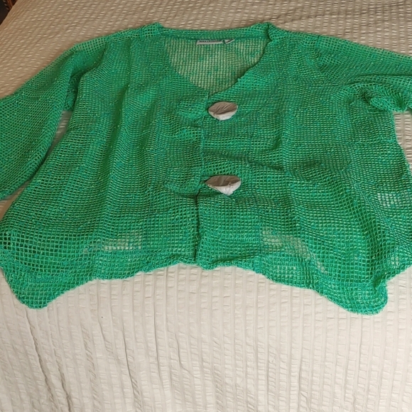 NWOT Nina Leonard Green Boxy Mesh Top 2X - Picture 10 of 12
